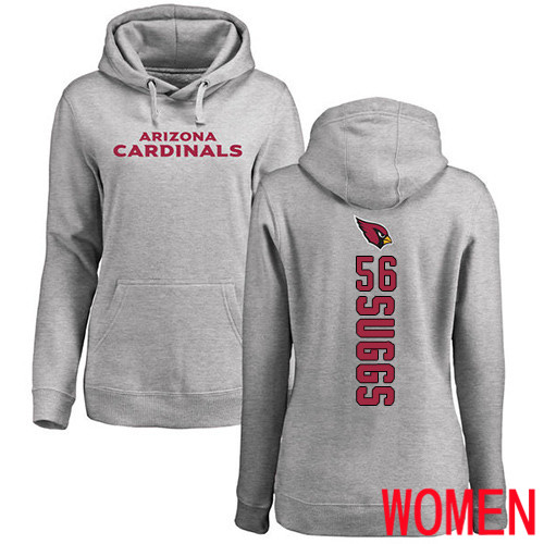 Arizona Cardinals Ash Women Terrell Suggs Backer NFL Football #56 Pullover Hoodie Sweatshirts